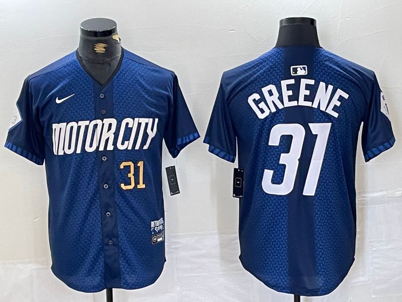 Men Detroit Tigers #31 Greene Blue City Edition Nike 2024 MLB Jersey style 3